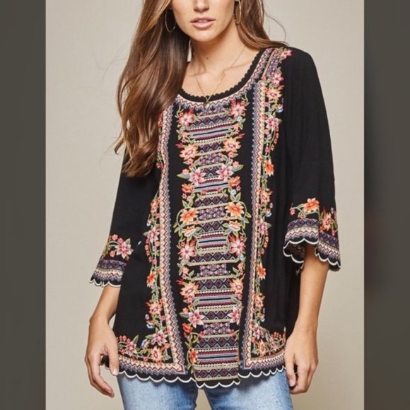 Boho Embroidered Woven Tunic - Picture 3 of 7